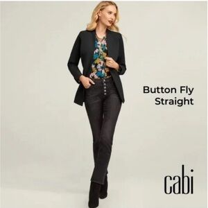 Cabi Black Button Fly Straight Denim